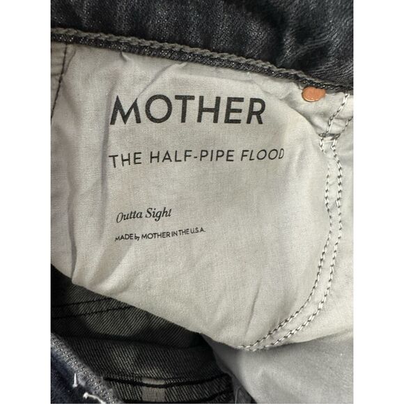 NWT MOTHER Half Pipe Flood High-Rise Tapered Jeans Washed Black Sz 27 $268 - Picture 9 of 9